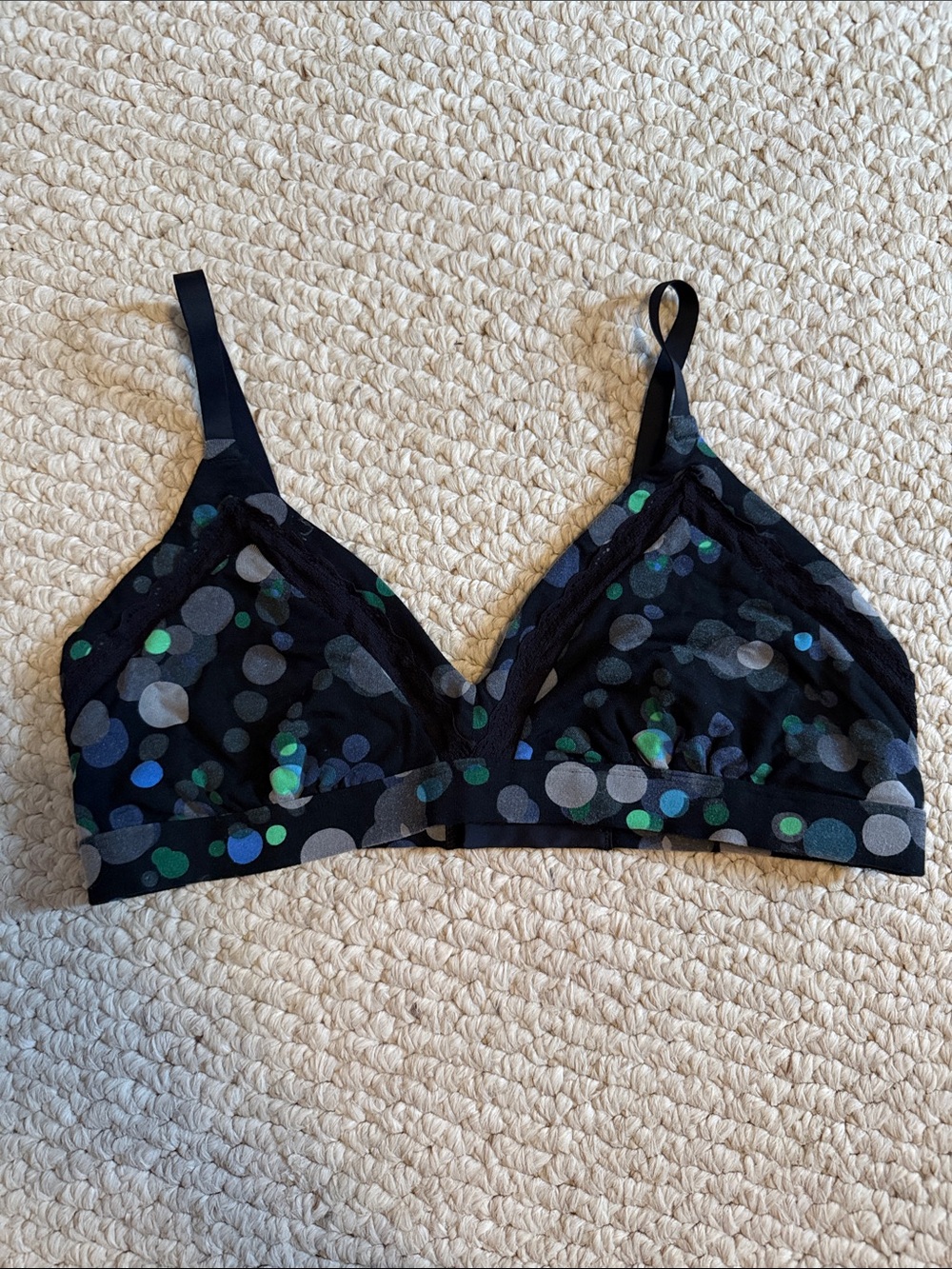 MeUndies Black Bralette with Multicolor Dot Print